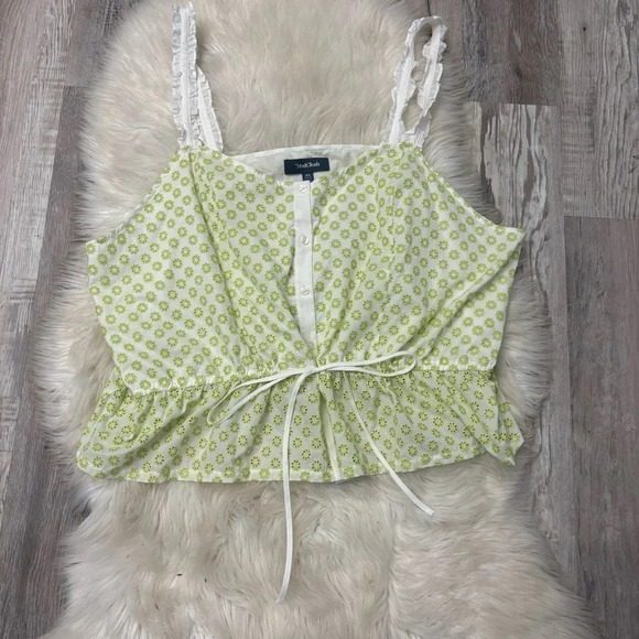 Modcloth Darling for the Prairie Peplum Tank Top eyelet green white Sz 3x - Picture 5 of 11